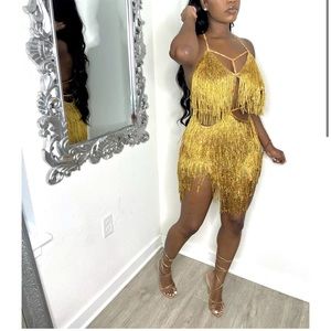 Gold tassel dress from First & Twelfth apparel @firstandtwelfth